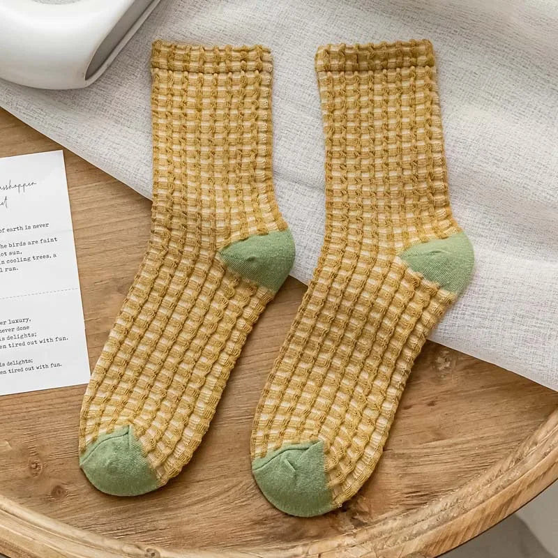 Women's Checkered Retro Vintage Cotton Socks