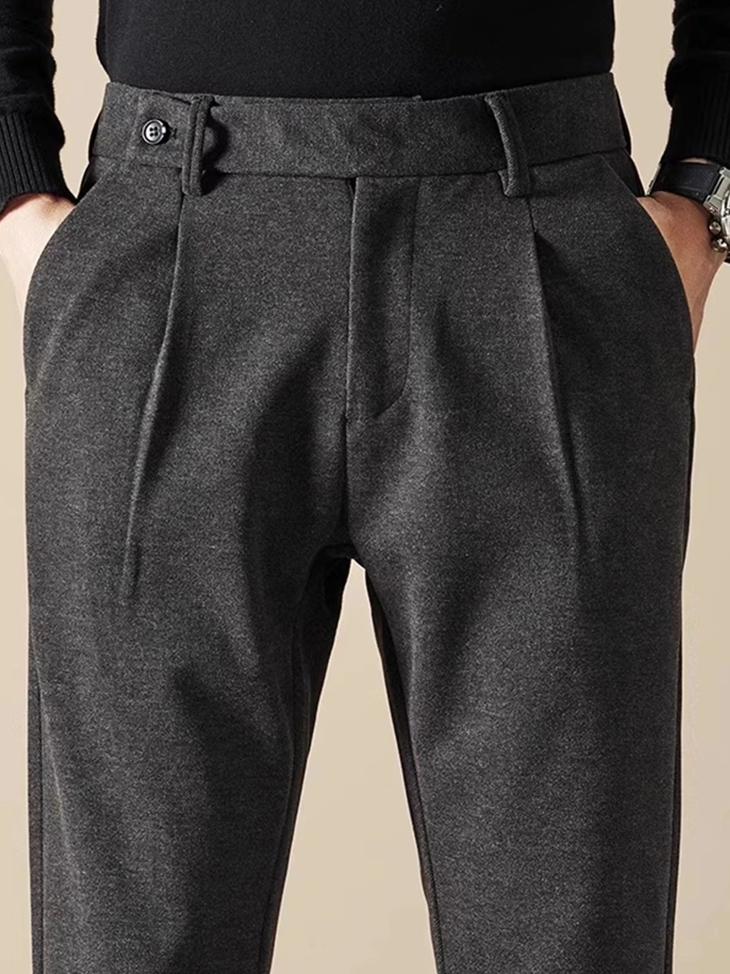 Business Casual Men's Brushed Khakis Straight Leg