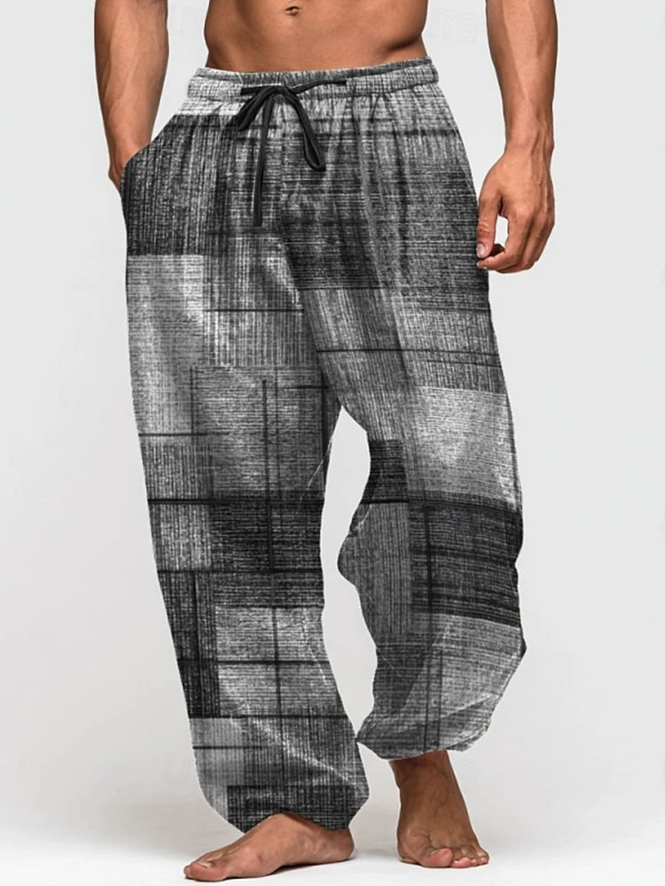 Summer Drawstring Loose-Fit Men's Wide-Leg Pants