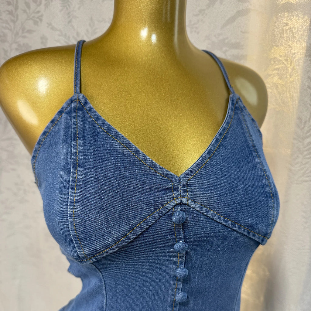 Long Dress Women Denim Dress Sling