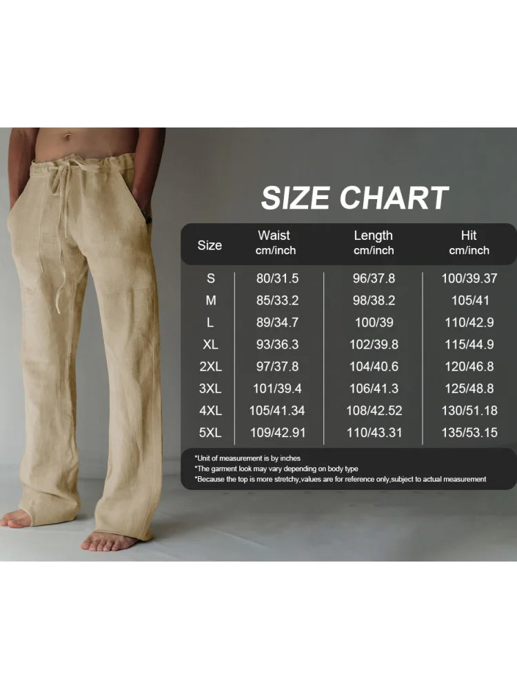 Summer Drawstring Loose-Fit Men's Wide-Leg Pants