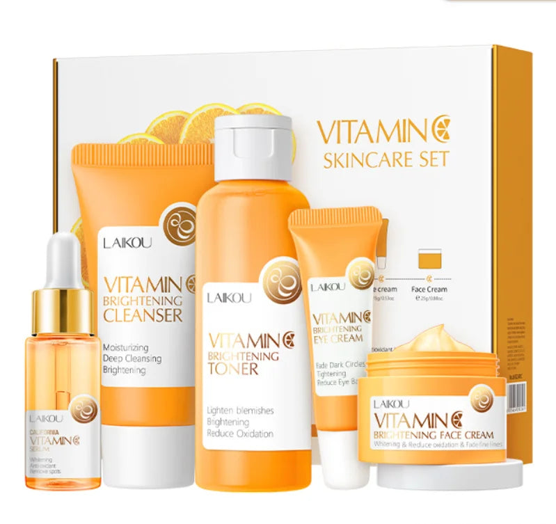 5 Pieces Vitamin C Skincare Set  Moisturizing Face Serum Brighten Cream