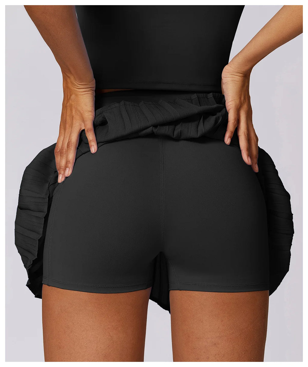 Women Dance Gym Workout Fitness Solid Sports Skirts