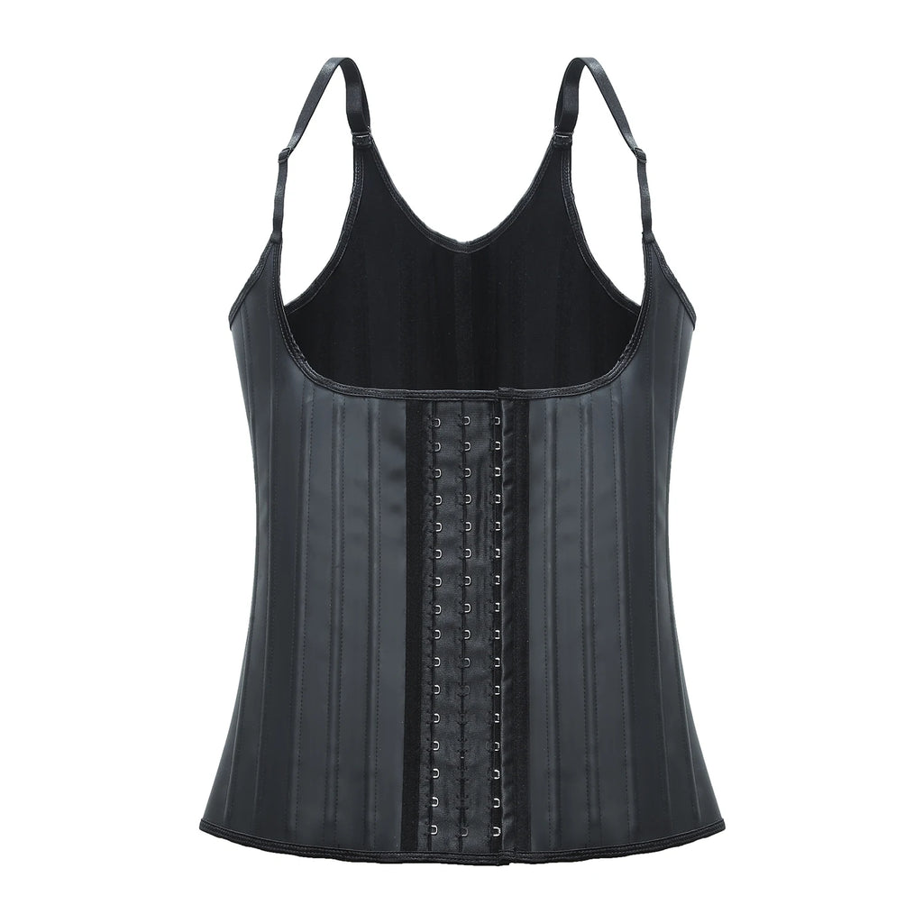 Plus Size Women Adjustable Strap  Latex Waist Trainer 25 Steel Bones Vest Cincher Under bust Corset