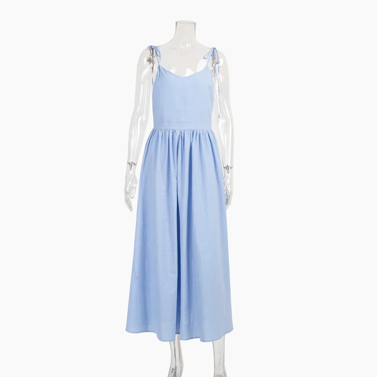 Women Summer Boho Long Dress Sleeveless Backless Spaghetti Strap Maxi Dress