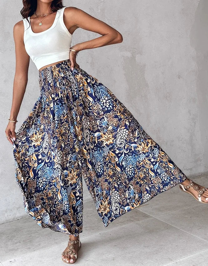 Boho Print Pant Women Wide Leg