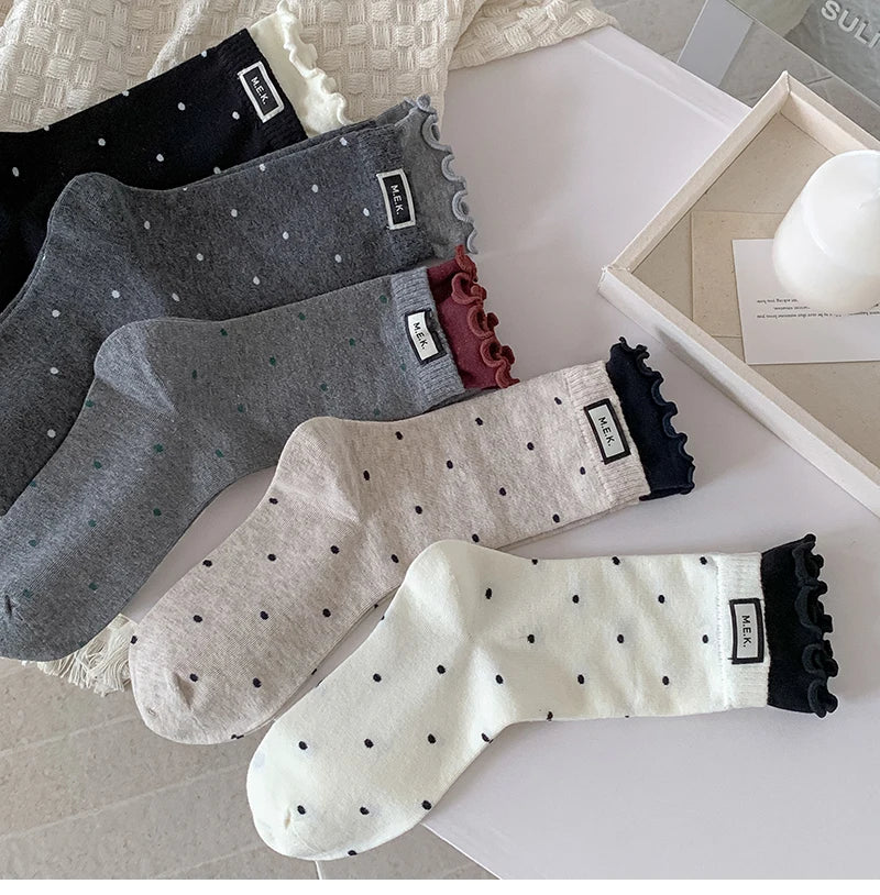 Women New Dots Cute Frilly Casual Fashion Socks