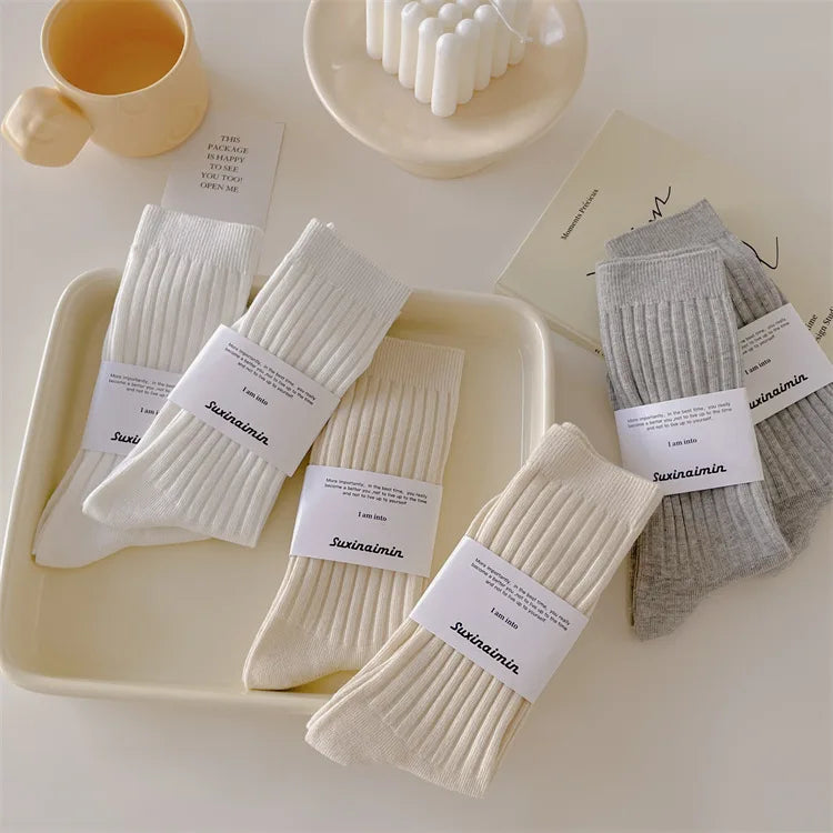 Women Socks Casual Fashion Solid Color