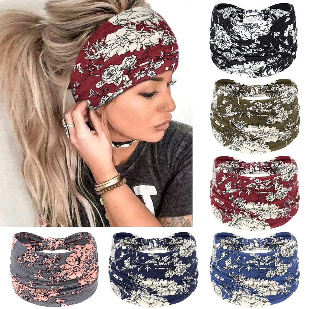 Boho Headbands for Women Cotton Wide Head Bands Stretch