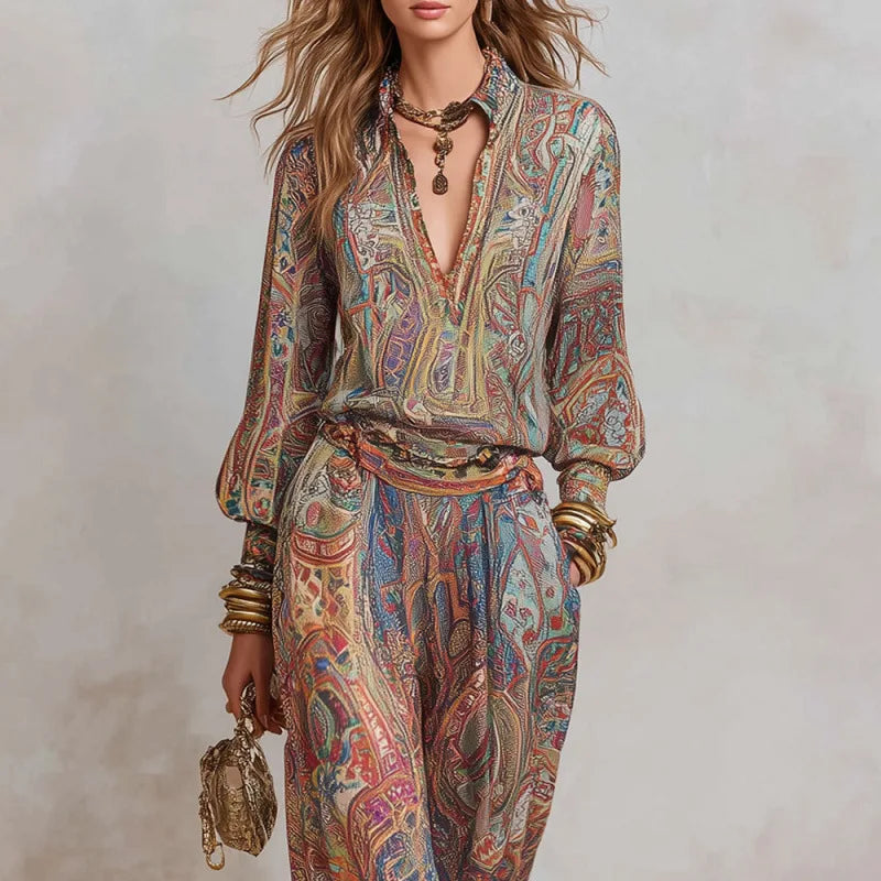 Boho Paisley Print Two-Piece Set