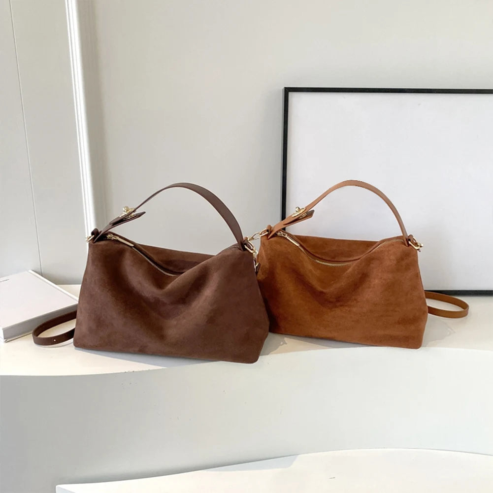 Big Boston Tote Soft Matte Suede Cow Leather