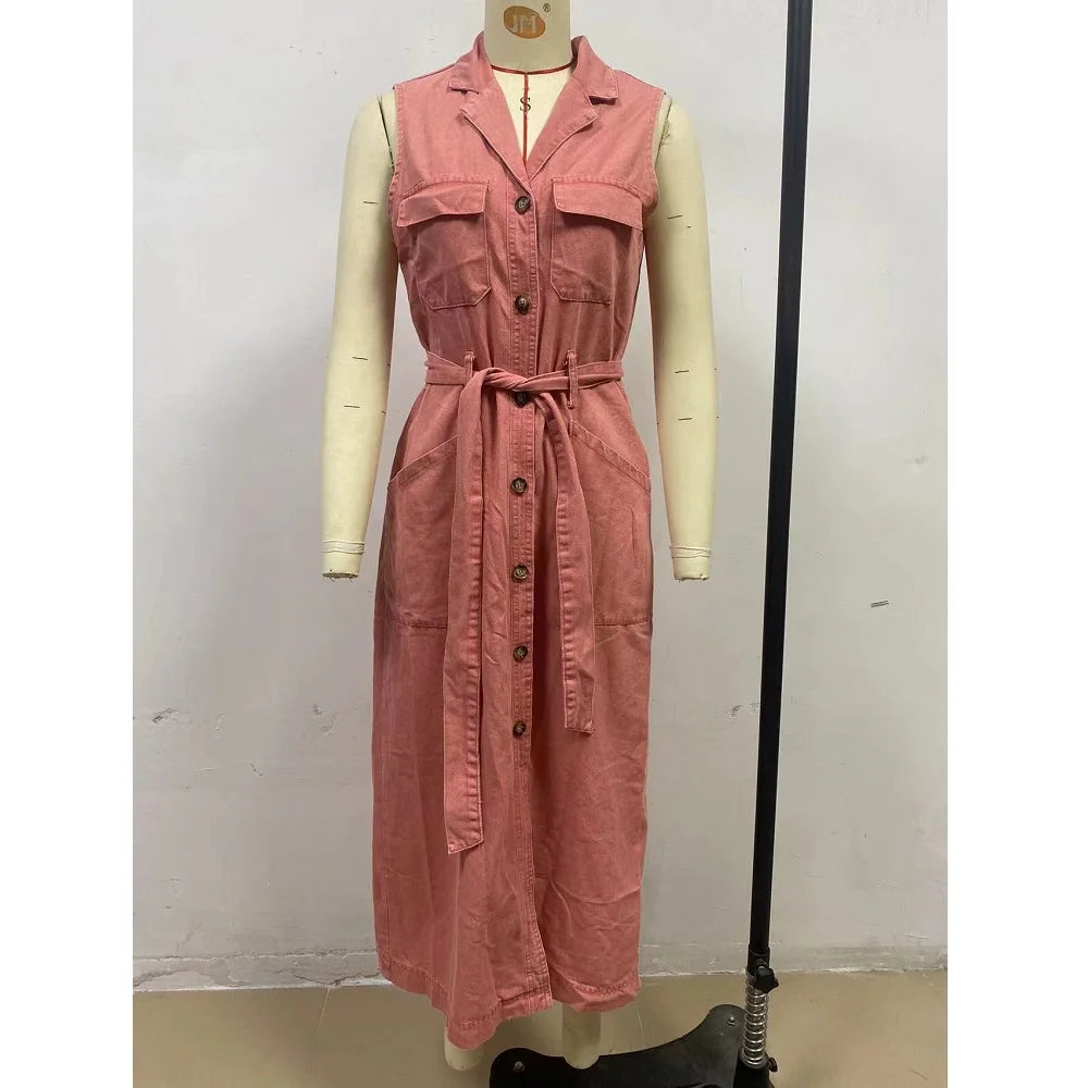 Women Sleeveless Denim Dress