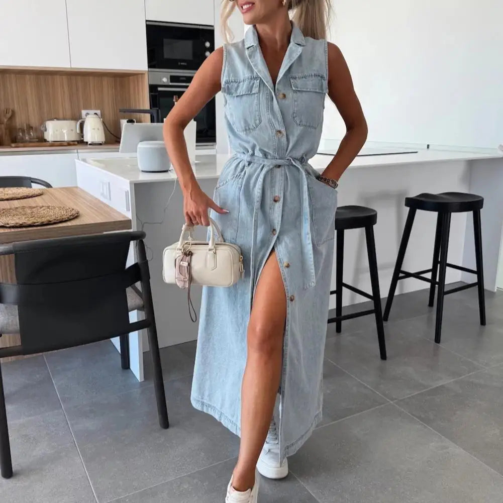 Women Denim Maxi Dress