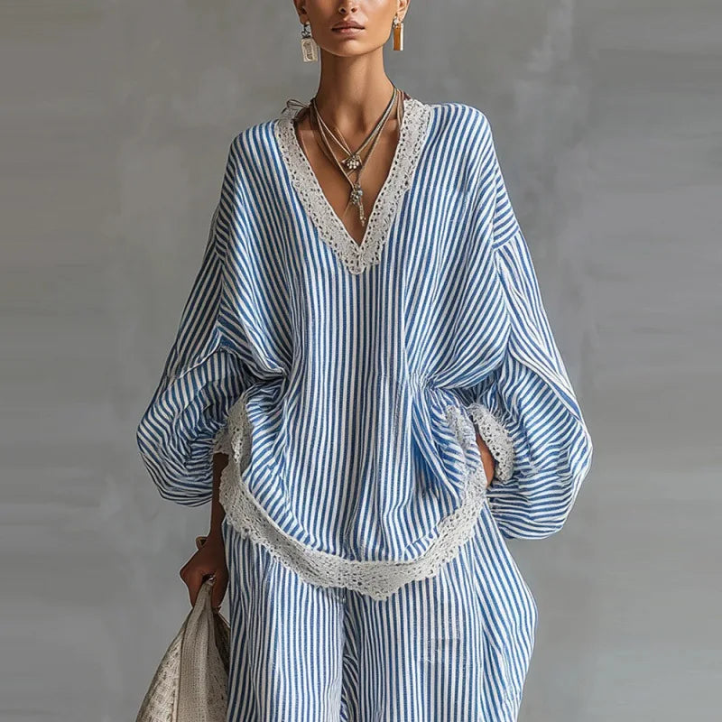 Boho Striped Two Piece Set for Women
