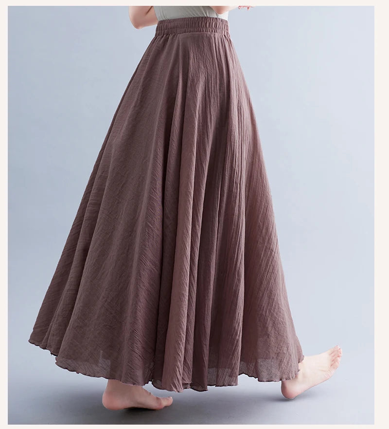 Boho Cotton Linen Beach Long Skirt