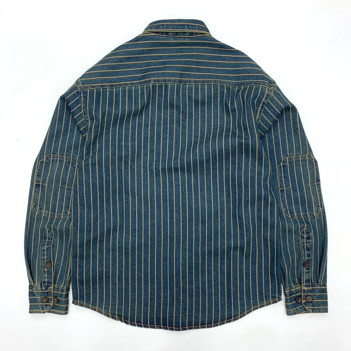 Autumn New American Retro Heavyweight Striped Denim Shirt Jacket