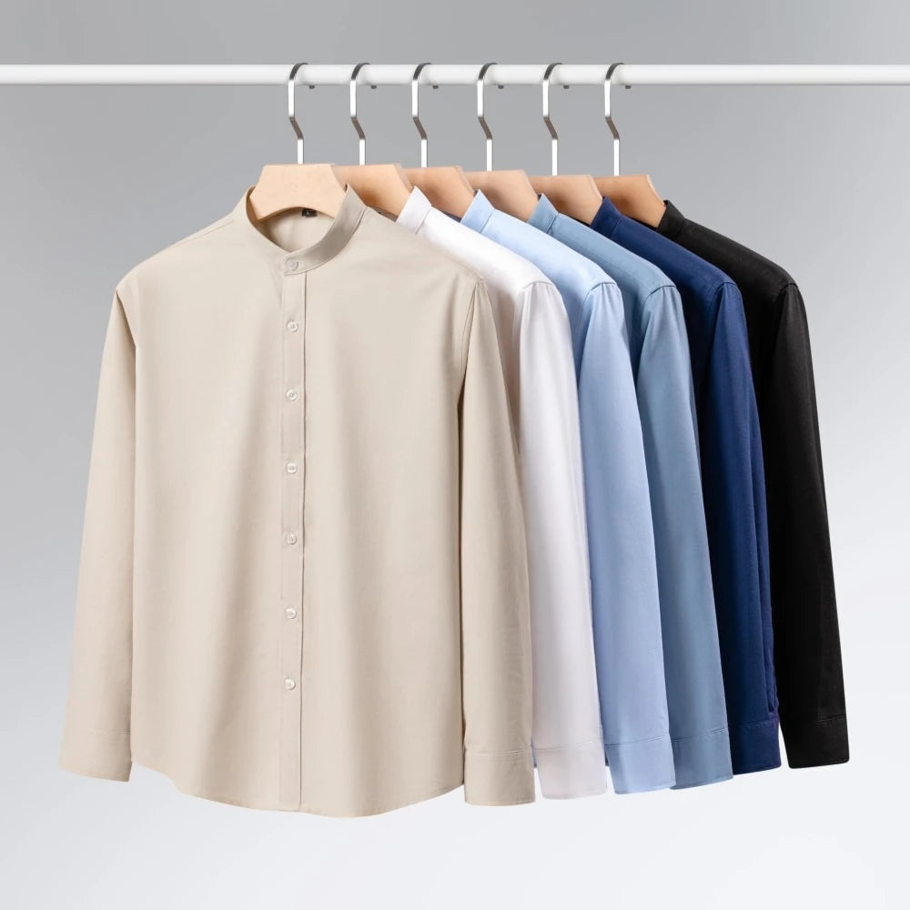 Men Casual Business Mandarin Collar