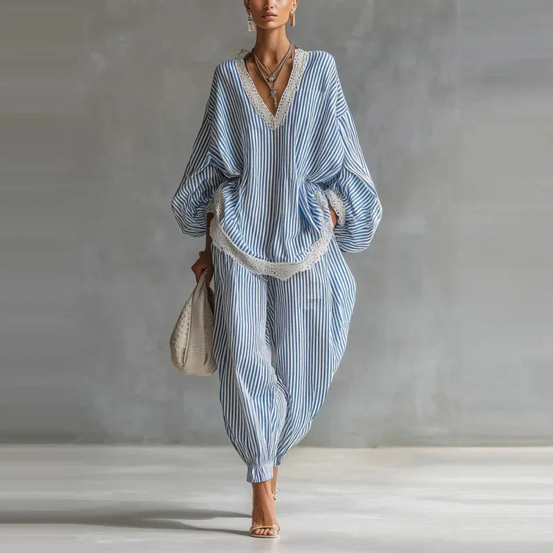 Boho Striped Two Piece Set for Women