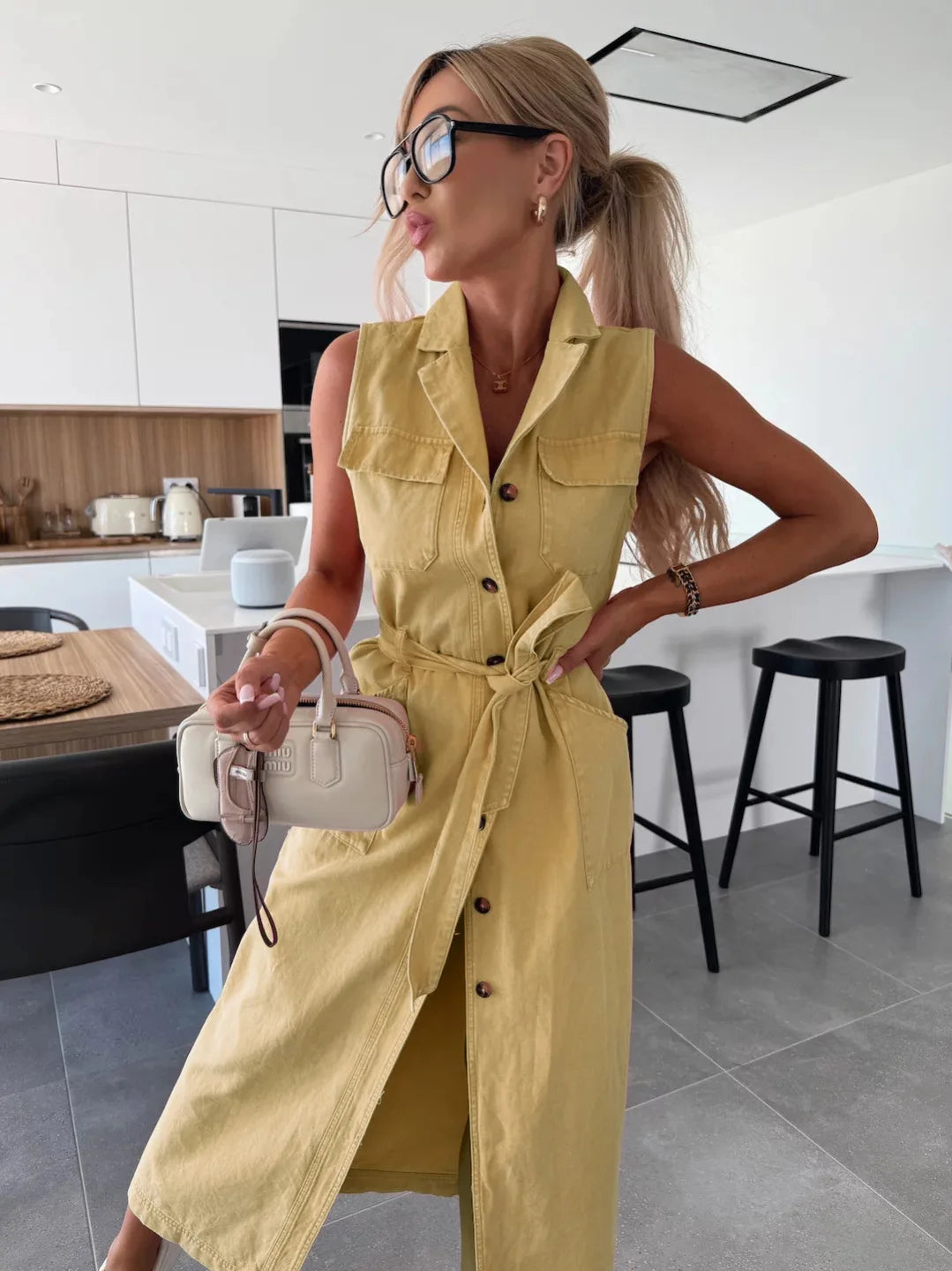 Casual Sleeveless Denim Long Dresses For Women