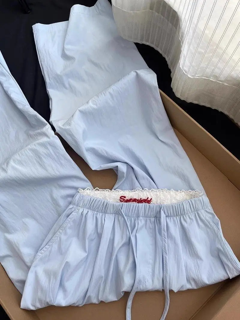 Blue High-waisted Slimming Slacks Women's