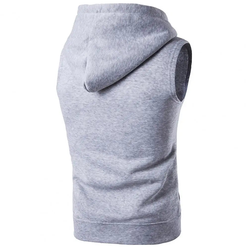 Men Hooded Vest Jacket Sleeveless Zipper