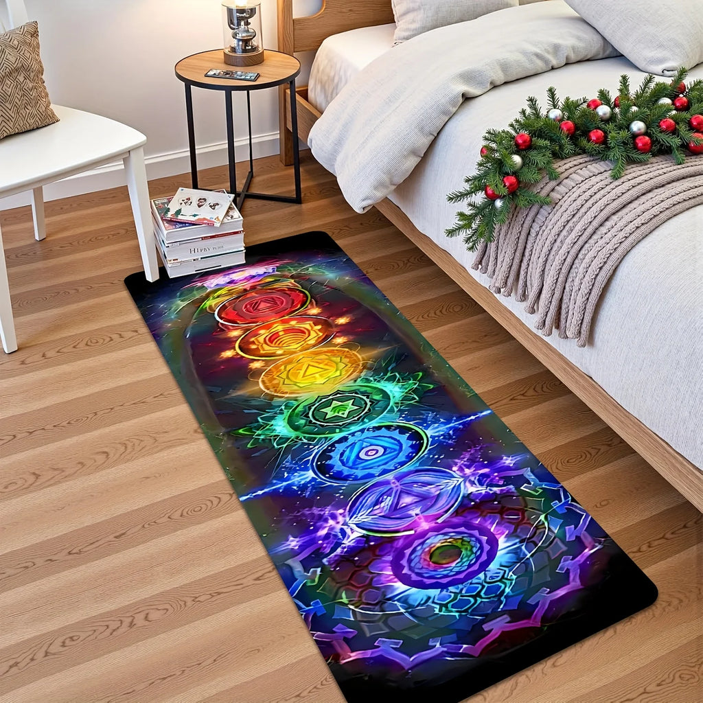 Seven Chakra Energy Yoga Mat Rainbow Seven-Color Chakra Lotus Design