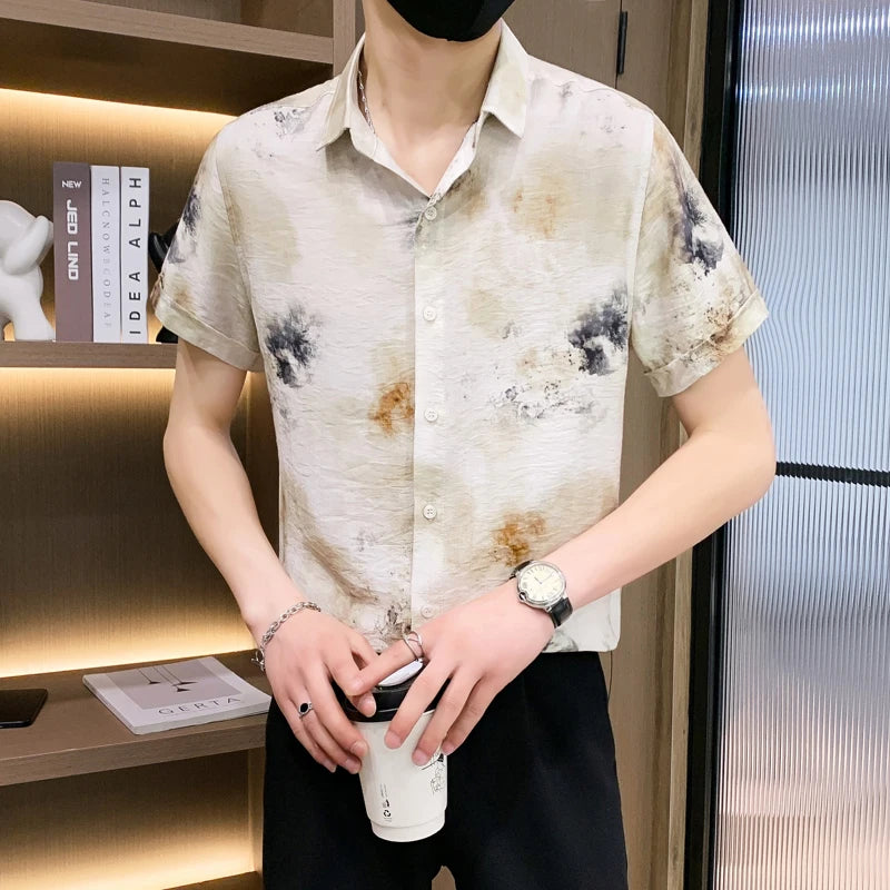 Fashion Men Summer Casual Short Sleeve Floral Shirt