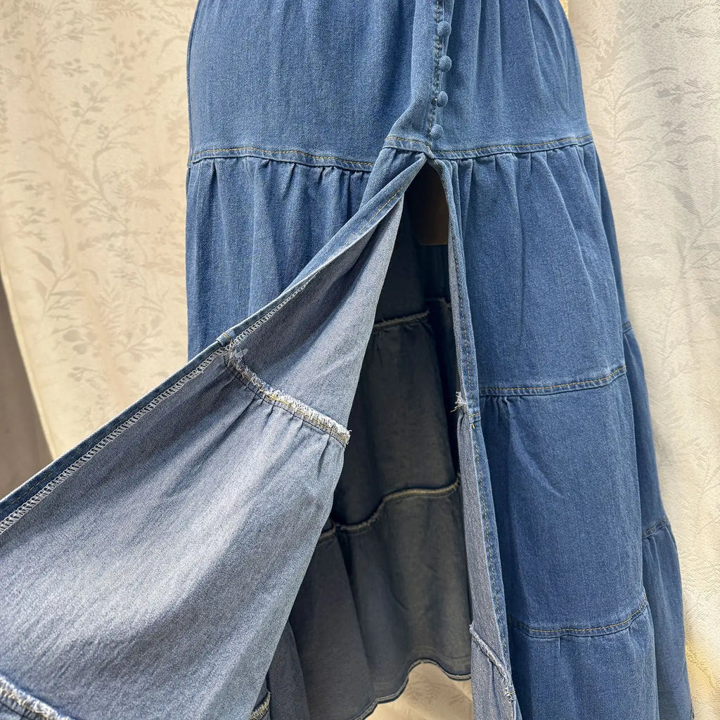 Long Dress Women Denim Dress Sling
