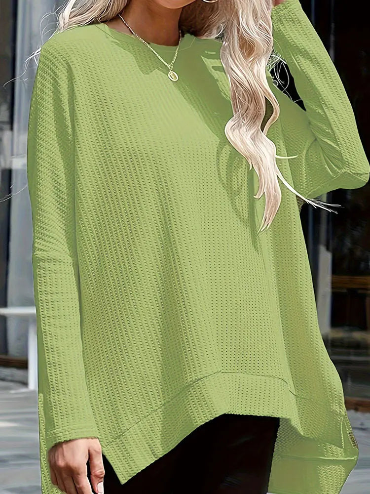 Women's Large Knitted Casual T-shirt Comfortable Loose Fit
