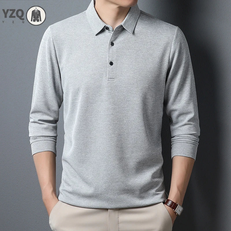 Men's Business Casual Polo Long Sleeve