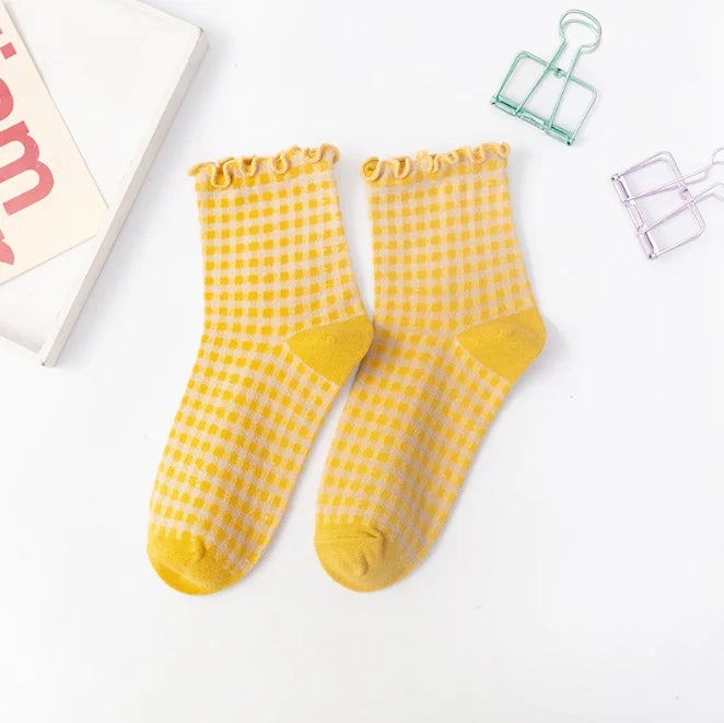 Women's Checkered Retro Vintage Cotton Socks
