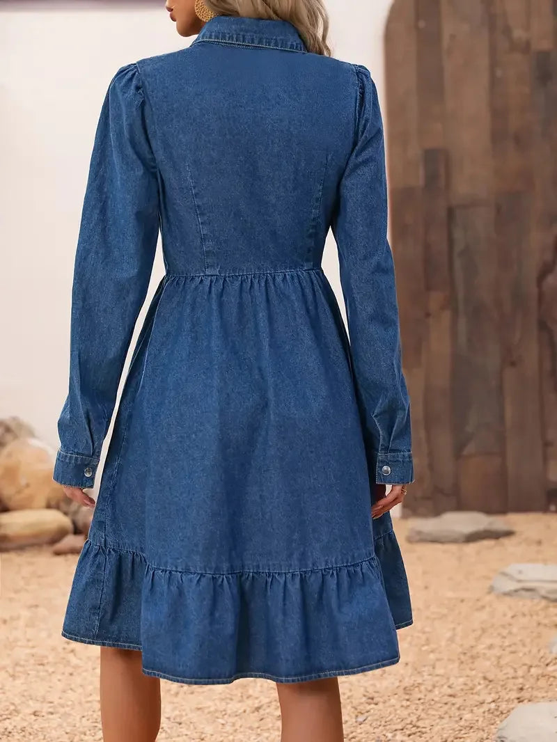Women's Denim Shirt Short Sleeve Dress
