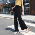Women Fashion Summer Wide Leg Pants Pleated Ice Silk