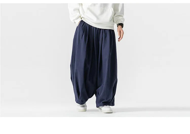 Oversized Men Wide Leg Pants Elastic Waist Joggers Trousers Male
