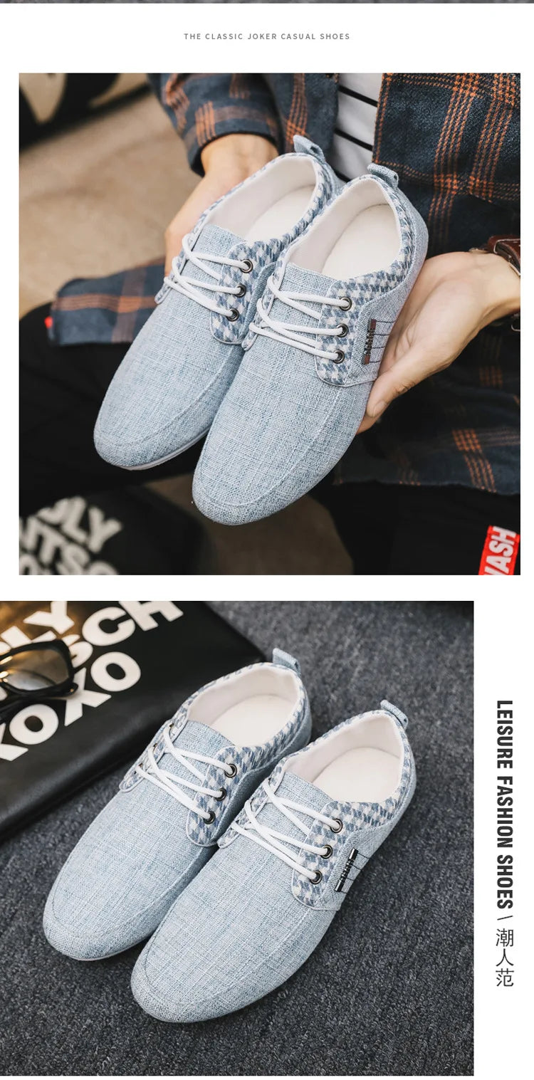 Casual Shoes for Men Lace-up Linen Cloth Breathable
