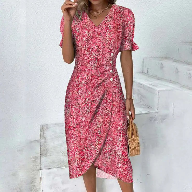 New 2026 Women's Boho Dresses Elegant Floral Print