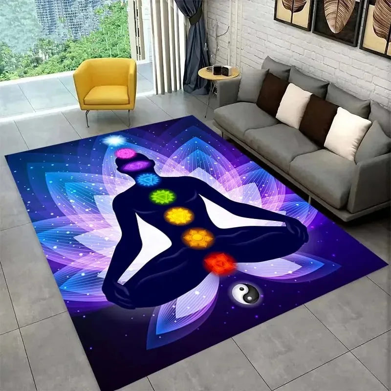 Colorful Yoga Pattern Floor Mats Door Decoration Home Living Room Floor Mats