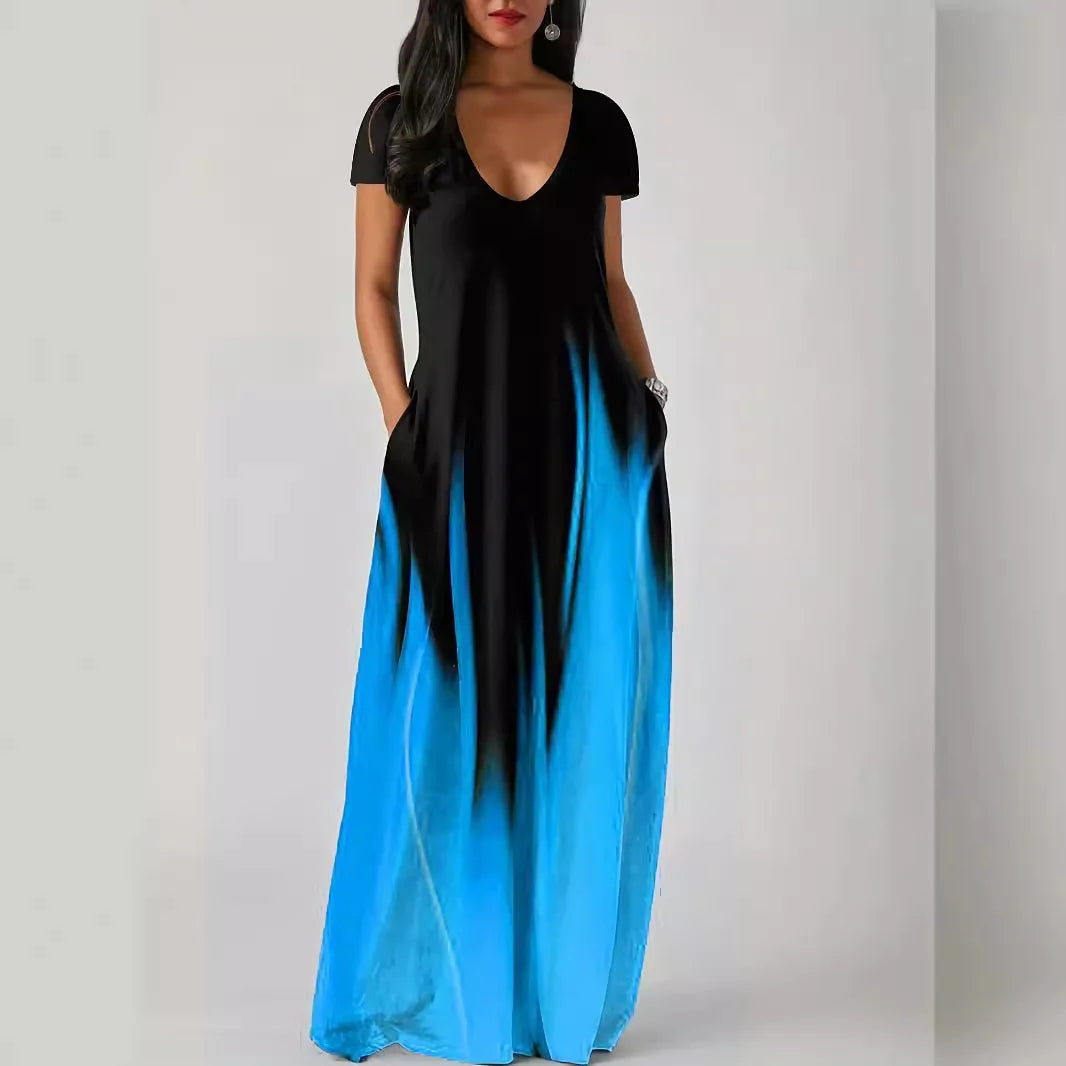 Women's 1XL-5XL Plus Size New Summer Loose Print Casual Women's Dress