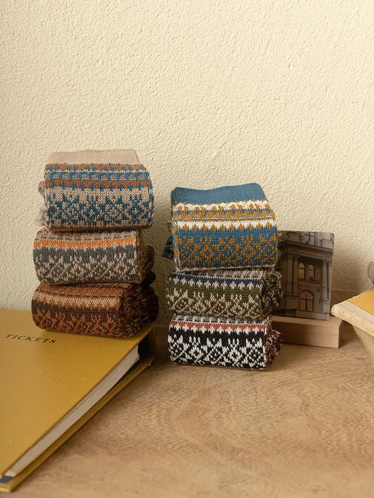 Mens Socks Fashion Retro Geometric Patterns