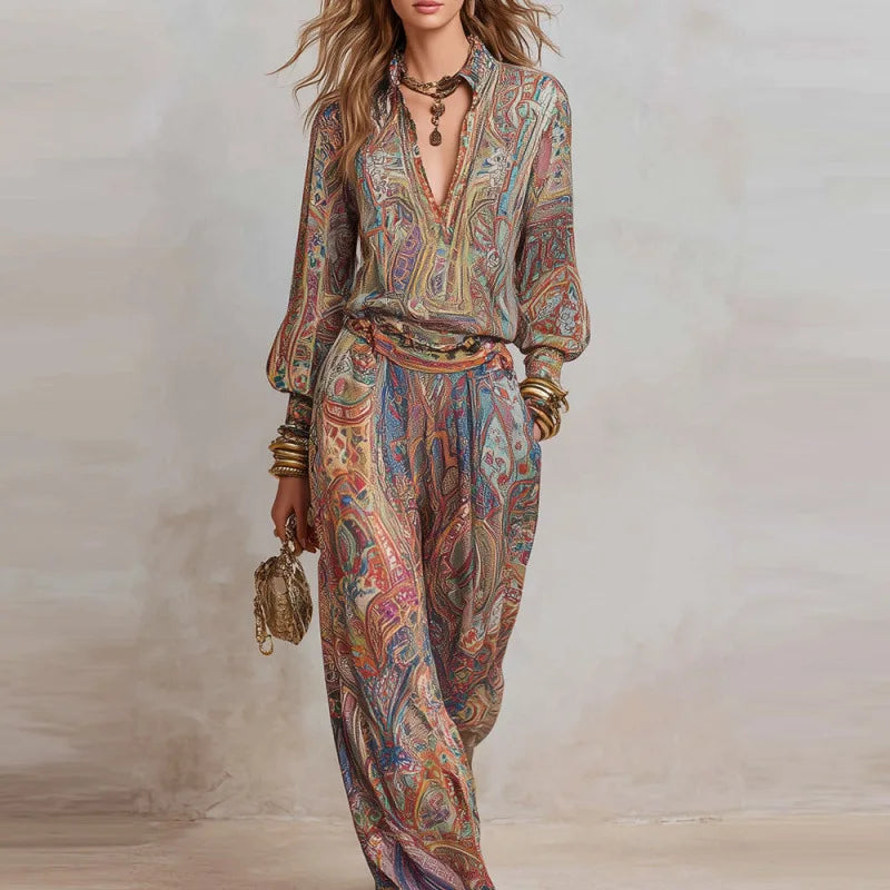 Boho Paisley Print Two-Piece Set