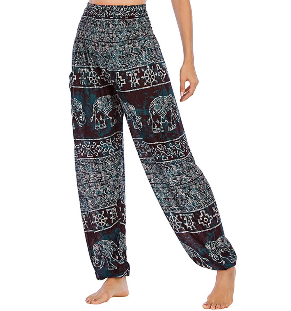 Boho Yoga Pants Wide Leg Women Harem Bohemian  Vintage Print
