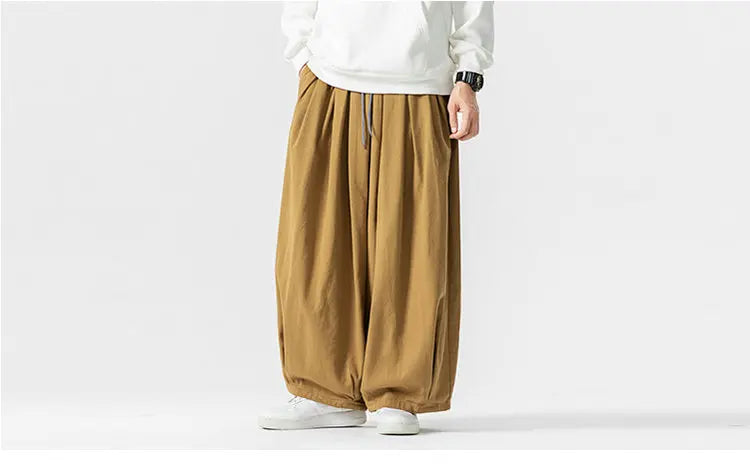 Oversized Men Wide Leg Pants Elastic Waist Joggers Trousers Male