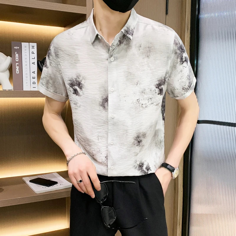 Fashion Men Summer Casual Short Sleeve Floral Shirt