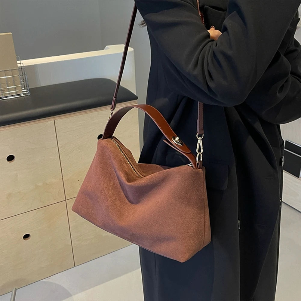 Big Boston Tote Soft Matte Suede Cow Leather