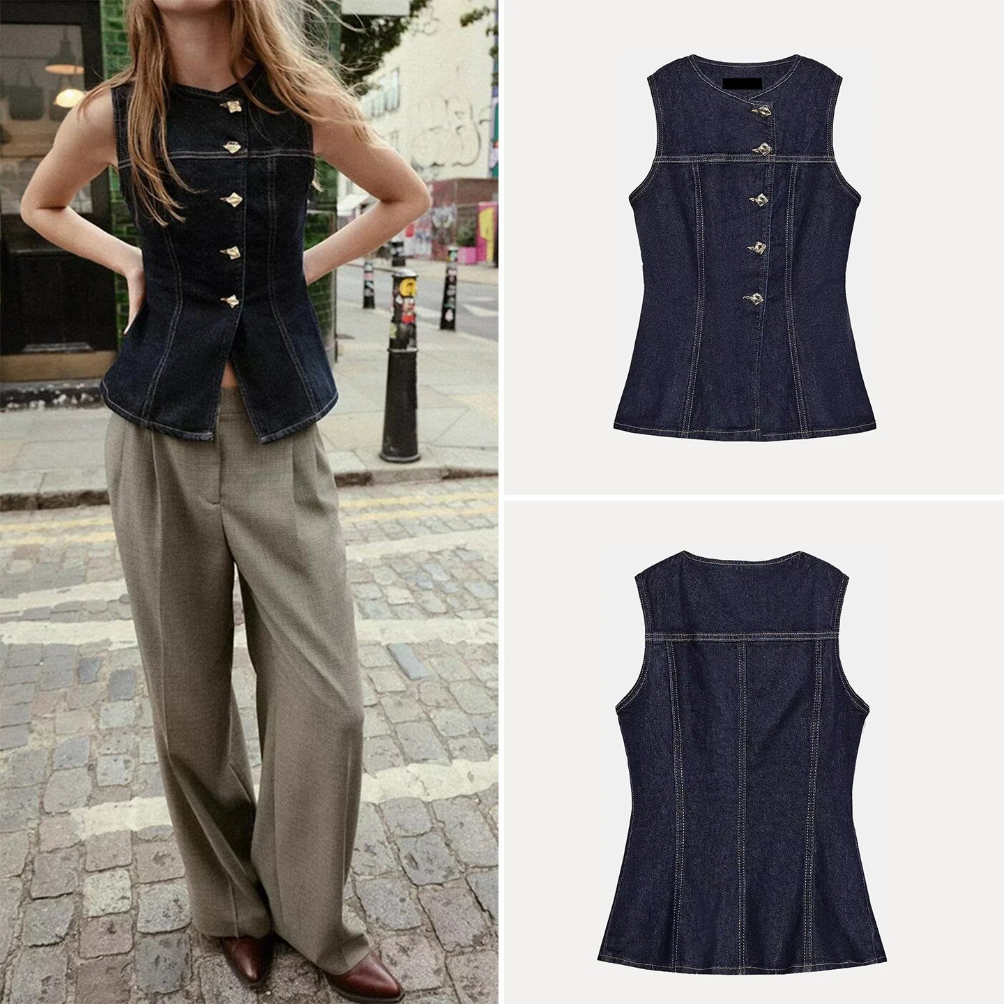 Slim Fit Denim Vest