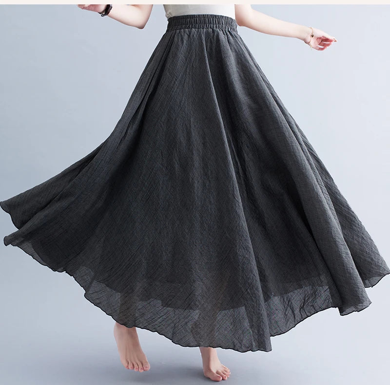 Boho Cotton Linen Beach Long Skirt