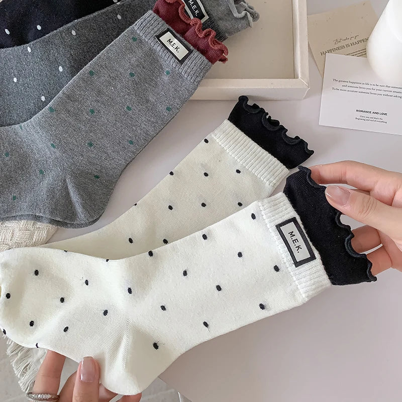 Women New Dots Cute Frilly Casual Fashion Socks
