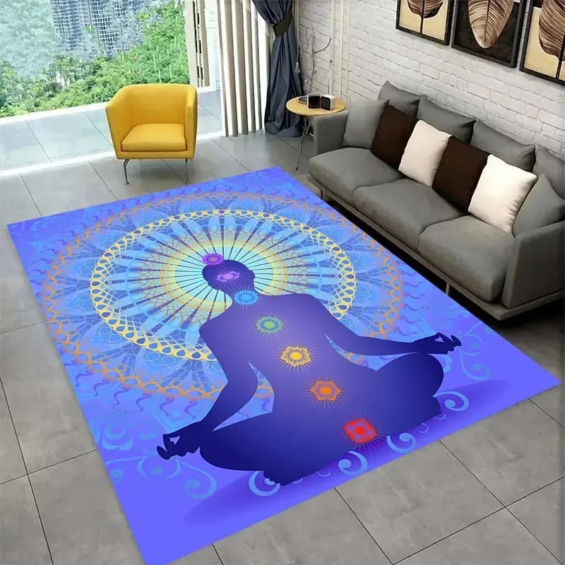 Colorful Yoga Pattern Floor Mats Door Decoration Home Living Room Floor Mats