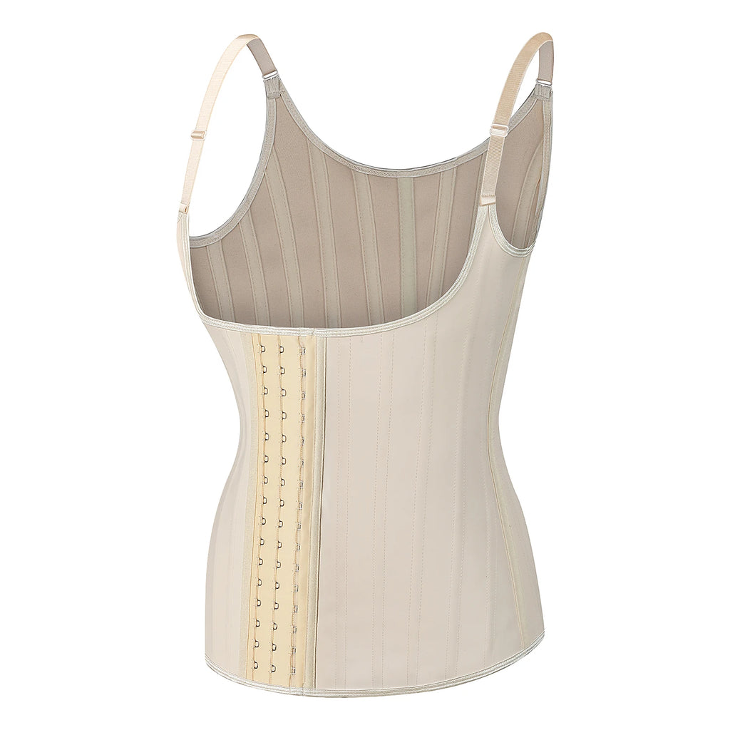 Plus Size Women Adjustable Strap  Latex Waist Trainer 25 Steel Bones Vest Cincher Under bust Corset
