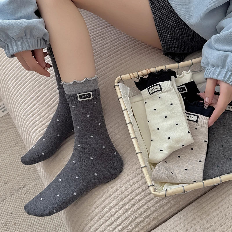 Women New Dots Cute Frilly Casual Fashion Socks